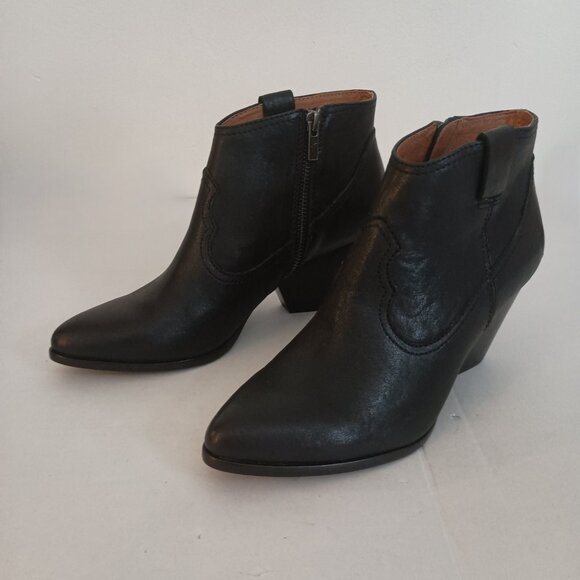 Frye Reina Black Leather Pointed Toe Ankle Booties Women’s 8M - Picture 4 of 13